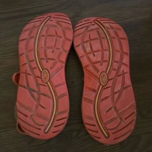 Orange and pink chacos